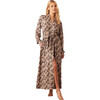 Women's Skyler Leopard Print Banded Long Robe, Chai - Robes - 1 - thumbnail