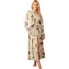 Women's Skyler Leaf Print Banded Long Robe, Fern - Robes - 1 - thumbnail