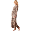 Women's Skyler Leopard Print Banded Long Robe, Chai - Robes - 2