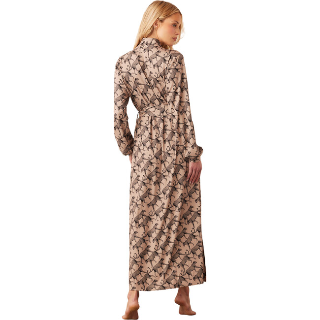 Women's Skyler Leopard Print Banded Long Robe, Chai - Robes - 3