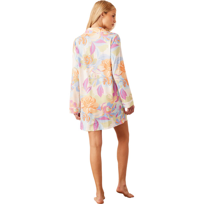 Women's Kara Floral Print Mid-Thigh Length Boyfriend Shirt, Dreamscape - Nightgowns - 3