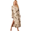 Women's Kaia Leaf Print Kimono Robe, Fern - Robes - 1 - thumbnail