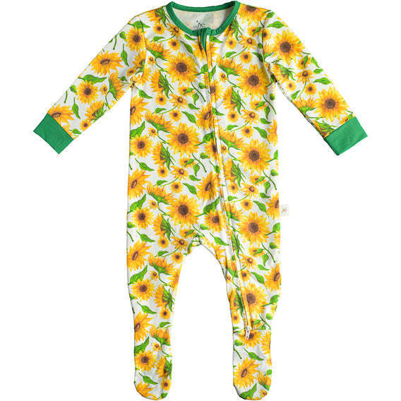 Double Zip Footed One Piece PJ, Summer Sunflowers