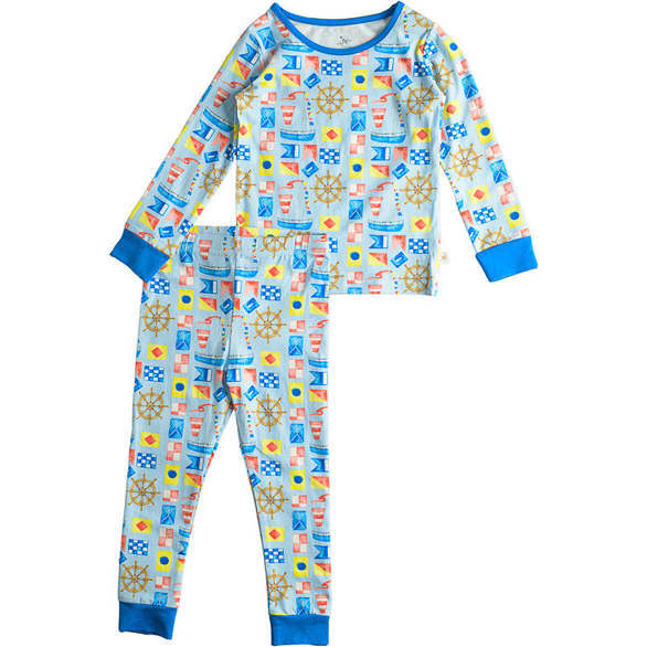 Two Piece Long Sleeve Toddler Pajamas, Regatta - Pajamas - 1