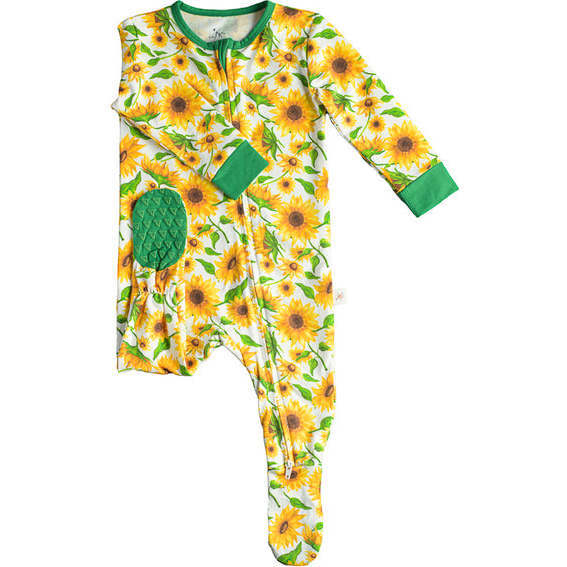 Double Zip Footed One Piece PJ, Summer Sunflowers - Footie Pajamas - 2