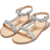 Nell Striped Leather Glitter Sandals, Silver - Sandals - 2