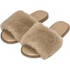 Rosalie Leather Faux Fur Strap Slip Ons, Beige - Slip Ons - 2