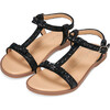 Nell Striped Leather Glitter Sandals, Black - Sandals - 2