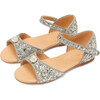 Mila Glitter Leather Slip-On Flat Sandals, Silver - Sandals - 2