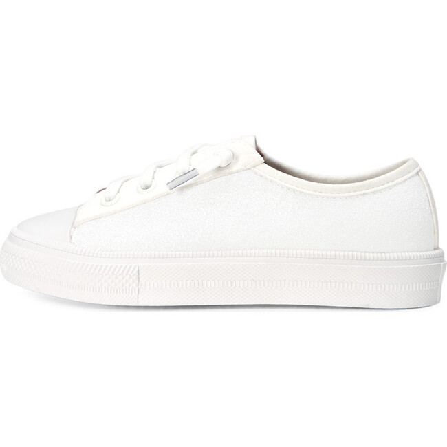 Mabel Glitter Leather Lace Sneakers, White