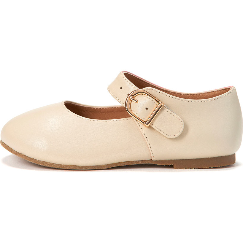 Juni Leather Round-Toe Mary Janes, Milk - Age of Innocence Shoes  