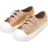 Mabel Glitter Leather Lace Sneakers, Gold - Sneakers - 2