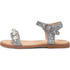 Fleur Glitter Leather Slim Strap 6-Pearl Sandals, Silver - Sandals - 1 - thumbnail