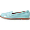 Valerie Glossy Leather Exposed Stitch Loafers, Blue - Loafers - 1 - thumbnail