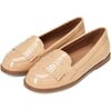 Valerie Glossy Leather Exposed Stitch Loafers, Beige - Loafers - 2