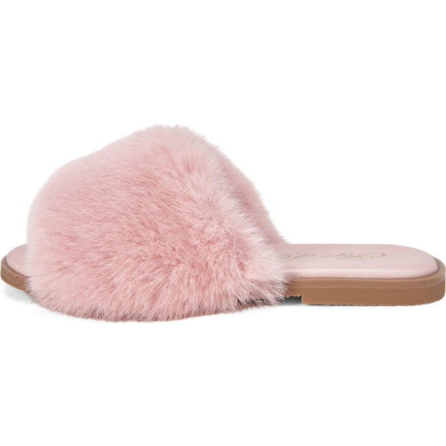 Rosalie Leather Faux Fur Strap Slip Ons, Pink