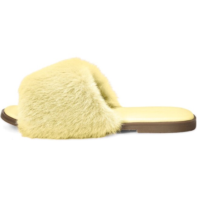 Rosalie Leather Faux Fur Strap Slip Ons, Yellow
