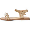Fleur Glitter Leather Slim Strap 6-Pearl Sandals, Gold - Sandals - 1 - thumbnail