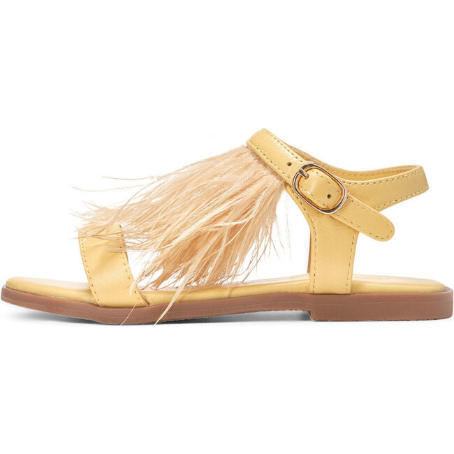 Elle Leather 2-Strap Feather Sandals, Yellow