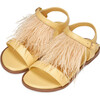 Elle Leather 2-Strap Feather Sandals, Yellow - Sandals - 2