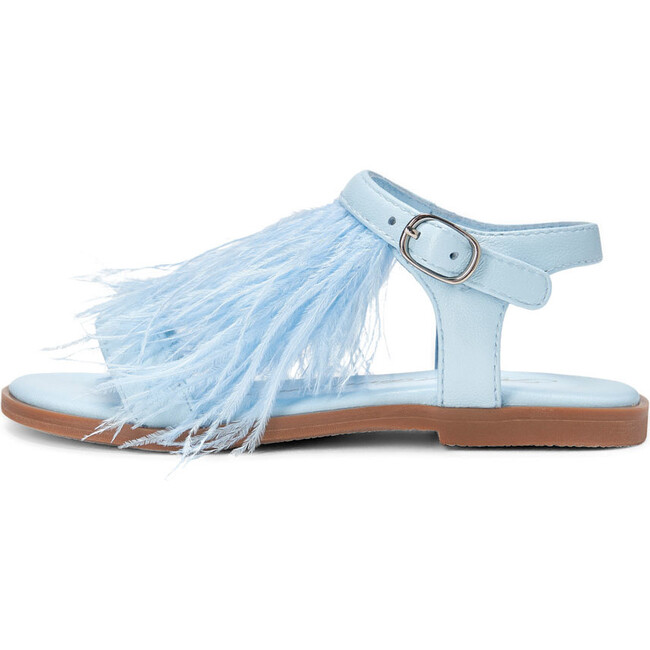 Elle Leather 2-Strap Feather Sandals, Blue