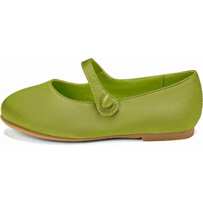Elin Satin Glossy Leather Pointed-Toe Mary Janes, Green