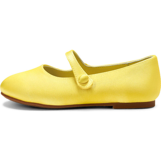 Elin Satin Glossy Leather Pointed-Toe Mary Janes, Yellow