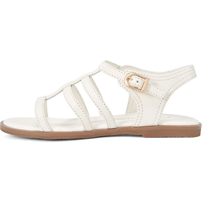 Effie Leather Buckled Strap Sandals, White