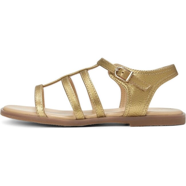 Effie Leather Buckled Strap Sandals, Gold