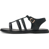 Effie Leather Buckled Strap Sandals, Black - Sandals - 1 - thumbnail