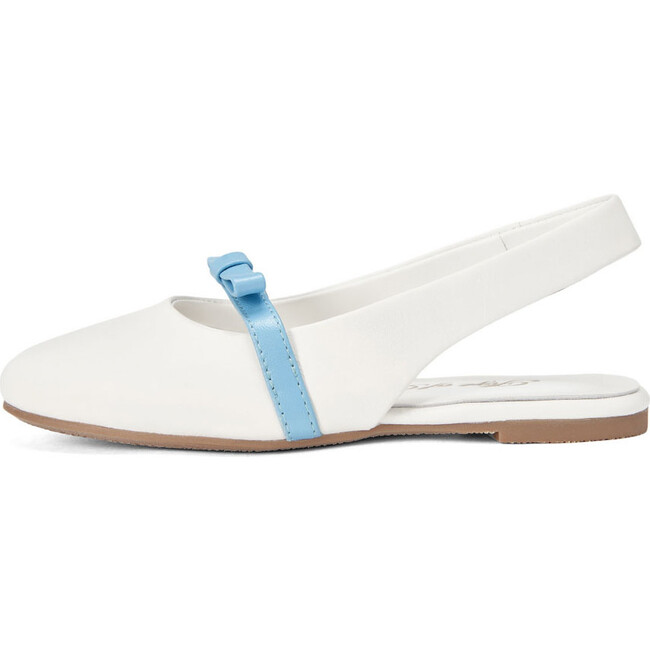 Carlota Leather Sling Back Flat Sandals, White & Blue