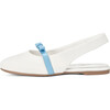 Carlota Leather Sling Back Flat Sandals, White & Blue - Sandals - 1 - thumbnail