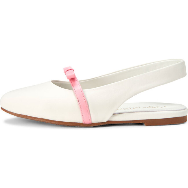 Carlota Leather Sling Back Flat Sandals, White & Pink