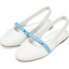 Carlota Leather Sling Back Flat Sandals, White & Blue - Sandals - 2