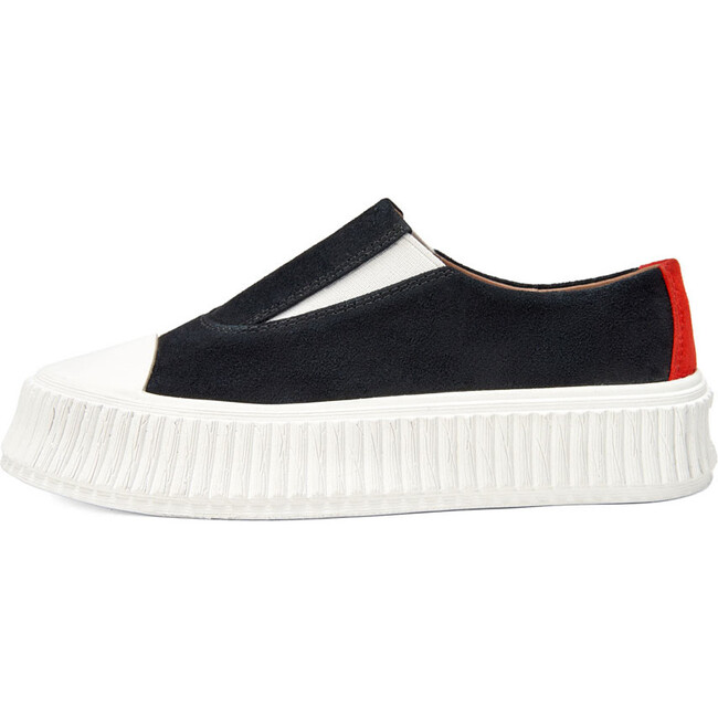 Archi 2.0 Suede Round-Toe Sneakers, Black, Red & White