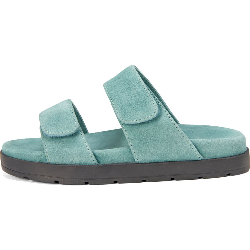 Rafa Double Velcro Strap Slides Slip Ons, Turquoise - Slip Ons - 1