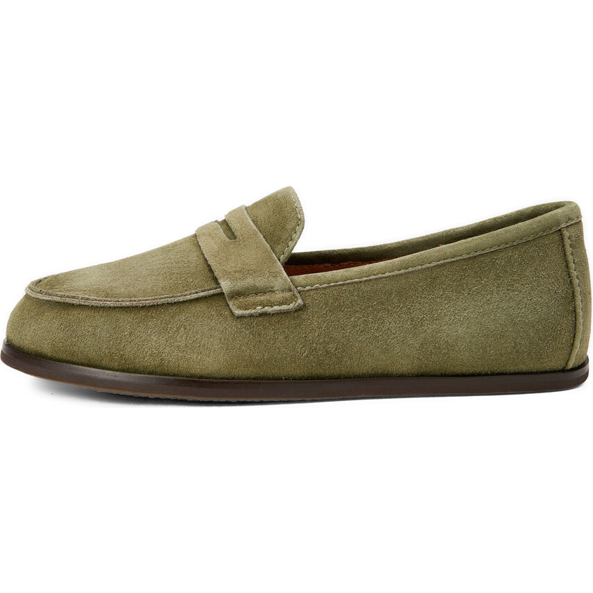 Ryan Suede Grosgrain Ribbon Trim Loafers, Khaki - GENTS by