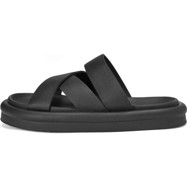 Cove Leather Cross-Over Strap Sandals, Black