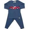 Racecar Terry Applique Two Piece Set, Denim - Mixed Apparel Set - 1 - thumbnail