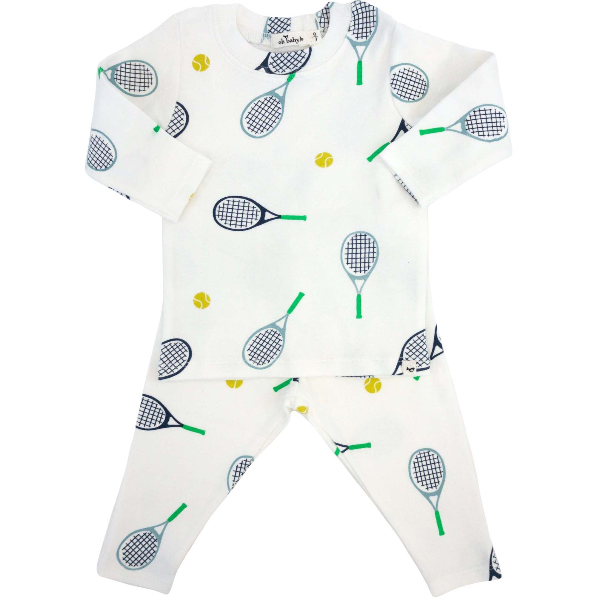 Tennis Print Two Piece Set, Cream - Mixed Apparel Set - 1