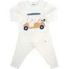 Golf Cart Denim Wheel Terry Applique Two Piece Set, Cream - Mixed Apparel Set - 1 - thumbnail