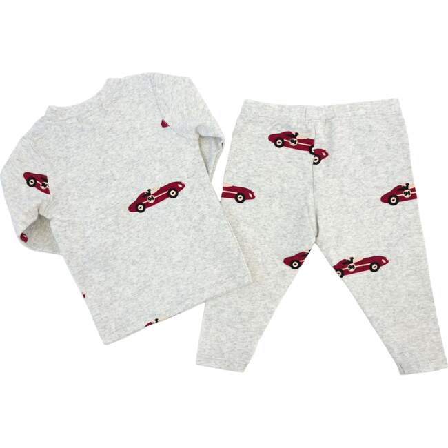 Racecars Print Two Piece Set, Heather Gray - Mixed Apparel Set - 2