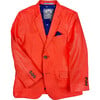 Sports Single-Breasted Notch Lapel Jacket, Coral - Jackets - 1 - thumbnail