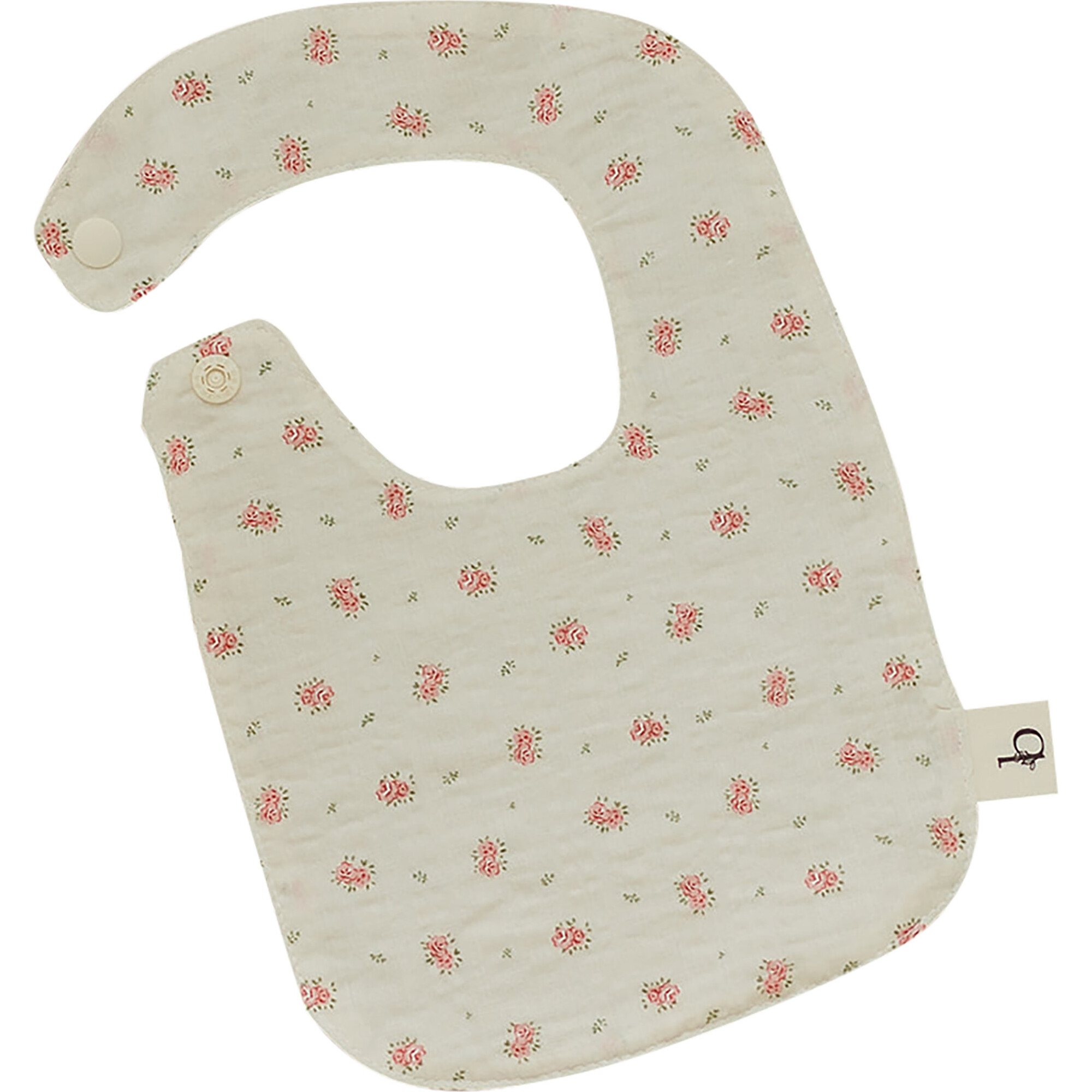 Signature Cotton Print Bib, Blush - Bibs - 1