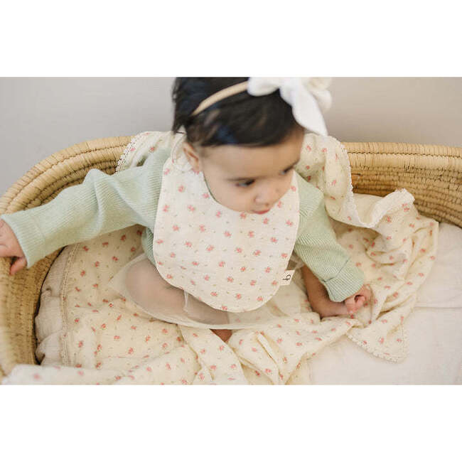 Signature Cotton Print Bib, Blush - Bibs - 5