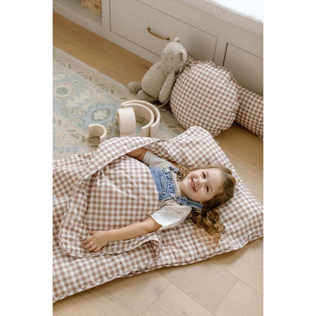 Organic Toddler Nap Roll-N-Rest Mat Set, Brown Gingham - Sleepbags - 2