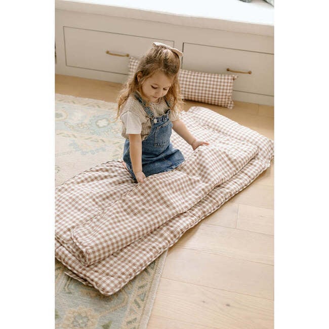 Organic Toddler Nap Roll-N-Rest Mat Set, Brown Gingham - Sleepbags - 4