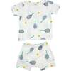 Tennis Print Raw Edge Tee Short Set, Oyster - Mixed Apparel Set - 1 - thumbnail