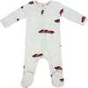 Racecars Print Zipper Footie, Heather Gray - Footie Pajamas - 1 - thumbnail