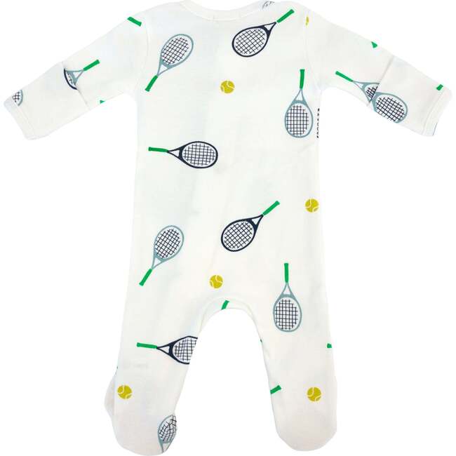 Tennis Print Zipper Footie, Cream - Footie Pajamas - 2